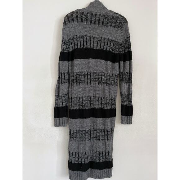 Cheap Monday Long Sweater Cardigan Women M/L Gray Black Wool Blend Open Boho - Picture 2 of 9